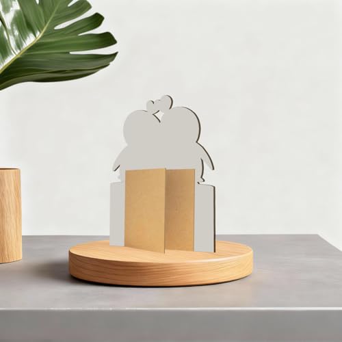 3D Wooden Anniversary Card for Husband & Wife - Romantic Penguin Gift