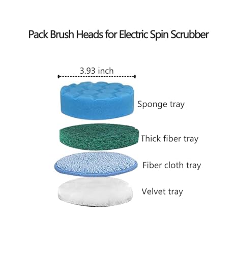 Electric Spin Scrubber Brush Heads Set - 4 Replacement Brushes