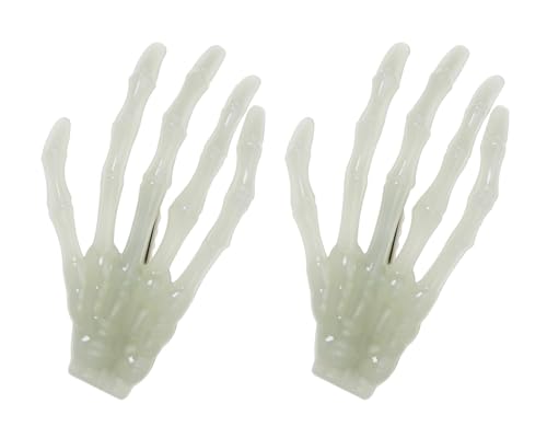 Penta Angel Skeleton Hand Hair Clips Metal Skull Hairpins 2Pcs White