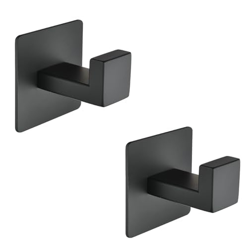 Heavy Duty Right Angle Adhesive Hooks - 2 Pack Matte Black