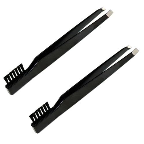 ALAZCO 2-in-1 Eyebrow Tweezer and Brush Combo Grooming Tool