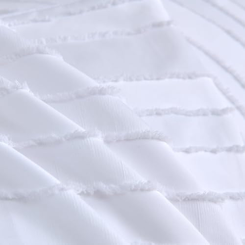 White Striped Standard Pillow Shams 2-Pack, Soft Microfiber Boho Covers 20x26