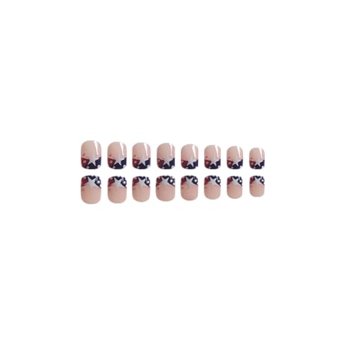4th of July Short Square Press on Nails with Patriotic Flag Designs