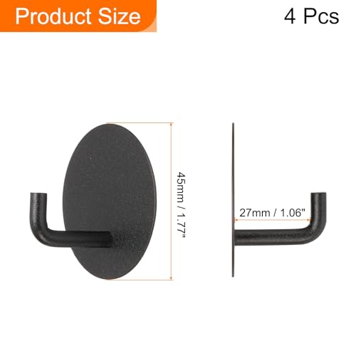 HARFINGTON 4-Piece Self-Adhesive Stainless Steel Wall Hooks, Black