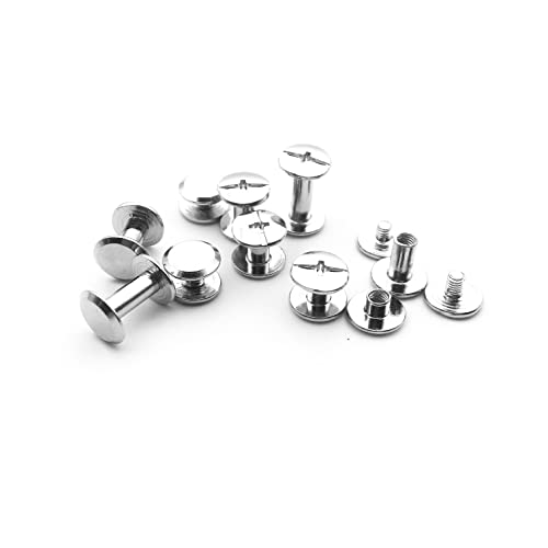 Metal Chicago Screws 7mm Post Rivets for Leathercraft and Bookbinding 50 Sets