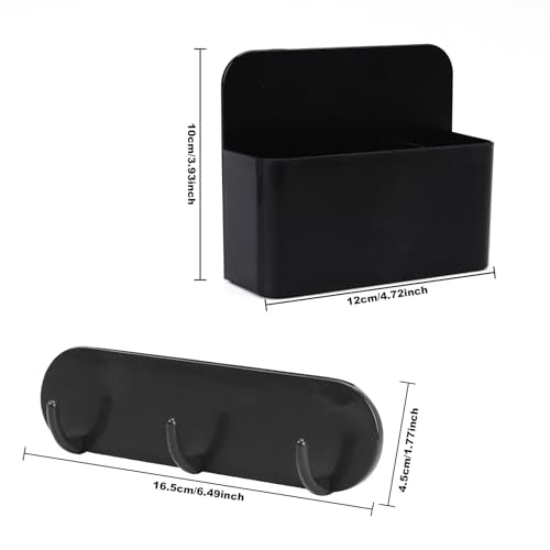 Magnetic Toothbrush Holder with Hooks - Black, No Drilling for Cruises