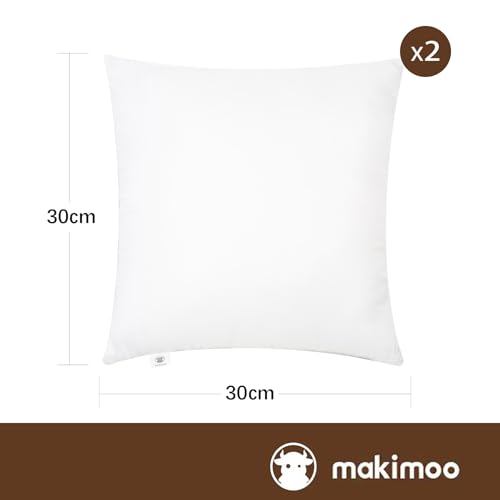 30x30cm Throw Pillow Inserts - Soft Hollowfibre Cushion Pads (Pack of 2)