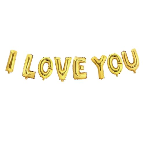 I Love You Foil Balloons - 16 Inch Gold Mylar Set for Celebrations