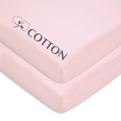 American Baby Company 100% Cotton Jersey Mini Crib Sheets, Pink, 2 Pack