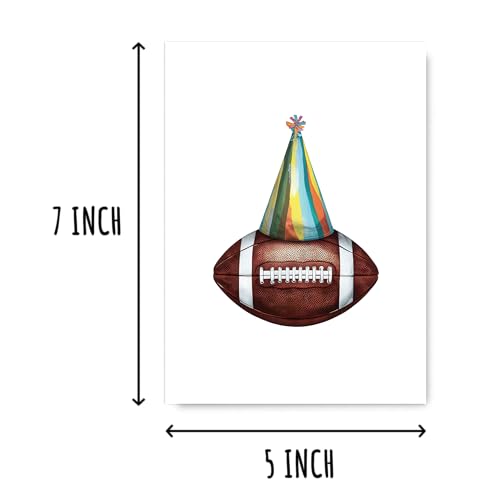 Football Birthday Card with Party Hat - 5x7 Inches