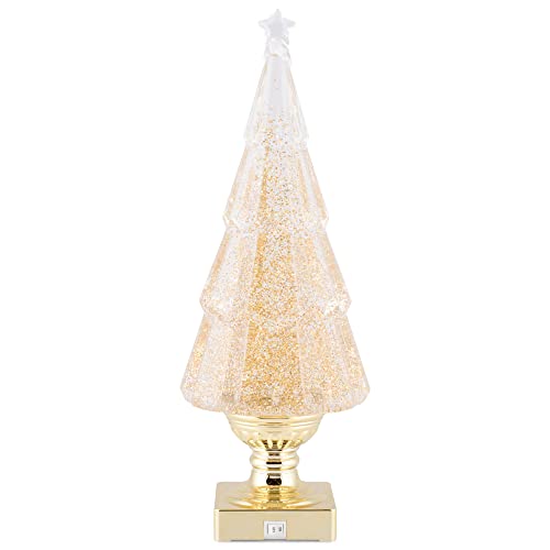 Gold Swirling Glitter Tree - Holiday Decor, 14-Inch Christmas Tree Accent