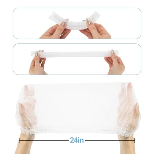 MAQIHAN White Disposable Bouffant Caps - 24" Hair Nets for Food Service