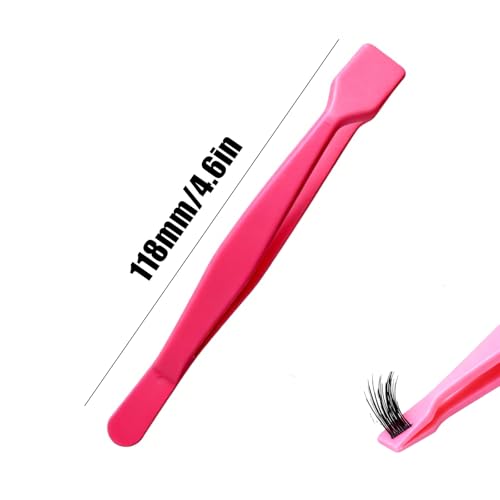 6 Pcs Lash Tweezers Flat-Tip Blunt-Safe Applicator for DIY Eyelash Clusters