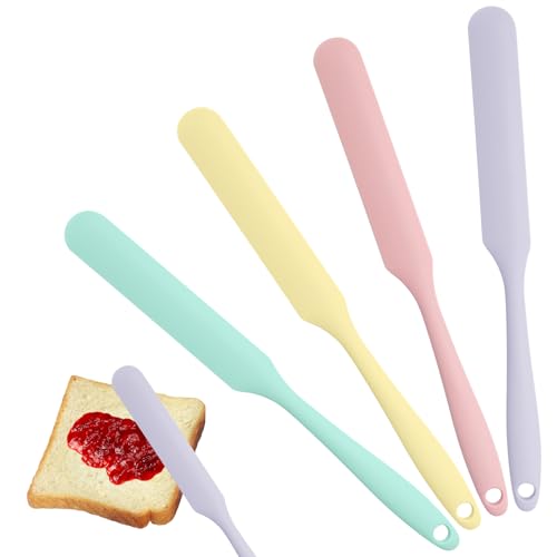 4-Pack Color-Coded Long Handle Jar Spatulas Set