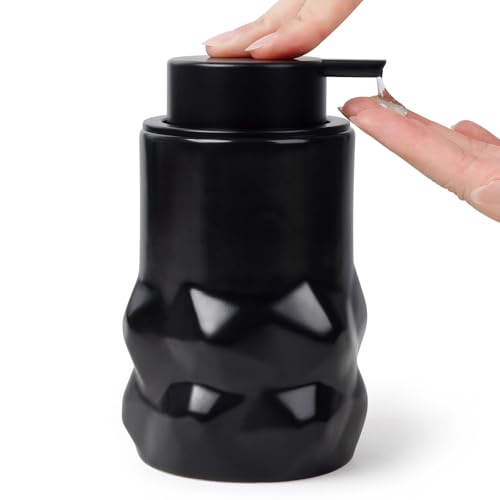 BosilunLife Black Liquid Sculpt Foam Soap Dispenser - Ceramic Hand Soap Dispenser for Kitchen & Bathroom