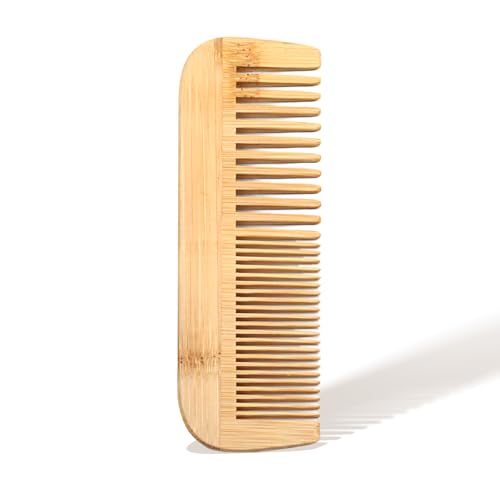 Zoolinn Pure Bamboo Dual-Head Comb – Wide and Fine Teeth for Hair Grooming