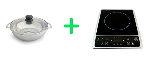 Mr. Induction SPT SR-964TS-42BA: Combination of 1300W Induction Cooktop + Stainless Steel Pot, BLACK