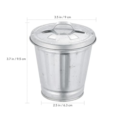 Mini Galvanized Trash Can with Lid - Versatile Desktop Wastebasket