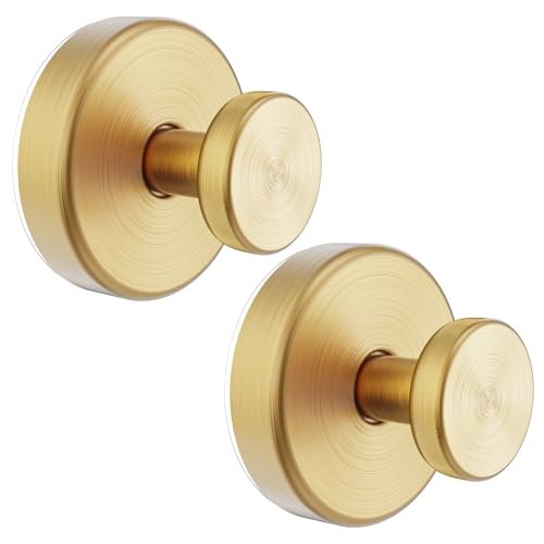 Gold Vacuum Suction Cup Hooks - No Drill Shower Hooks, 2 Pack