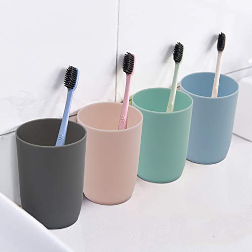 Stackable 4-Pack Plastic Bathroom Tumbler Cups - 280ml BPA-Free