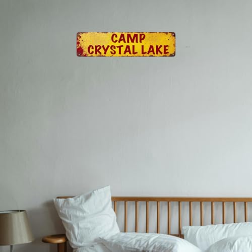 Camp Crystal Lake Street Sign - Vintage Metal Tin Sign (16x4 Inches)