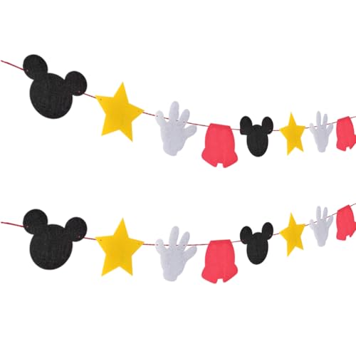 Mouse Theme Felt Party Banner - Yellow Decorative Birthday Pennant