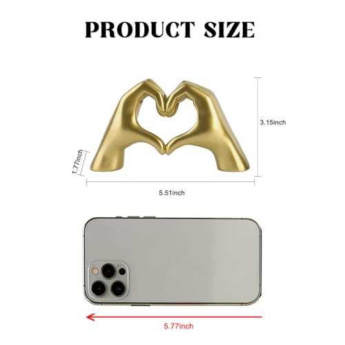 Heart Gesture Sculpture - Modern Gold Resin Hand Statue for Home Decor