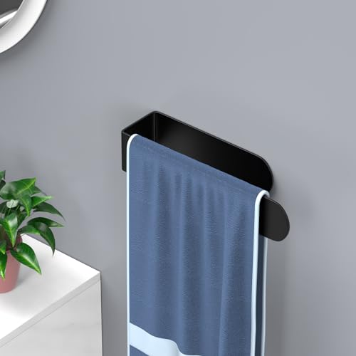 HUFEEOH 8-Inch Black Hand Towel Bar, Self-Adhesive Stainless Steel Rack