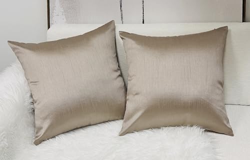 Aiking Home Faux Silk Throw Pillow Covers 18x18 Inches (Set of 2)