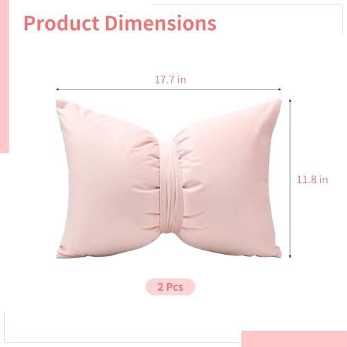 Homaisson Blue Bow Throw Pillow - Satin Neck Support Cushion 23.6x13.8"