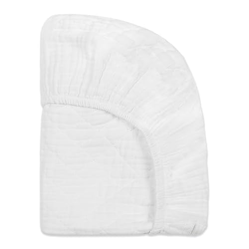 Babyletto 100% Quilted Organic Cotton Changing Pad Cover, GOTS-Certified, Fitted 360¡Æ, Ultra-Soft and Breathable Muslin - Plain White