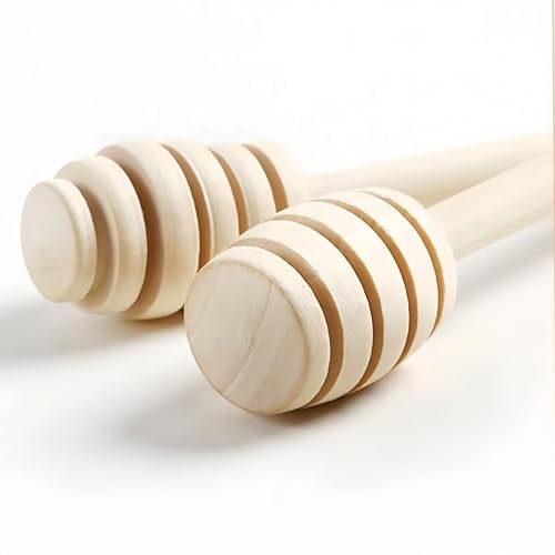CINBILCORN 4 Pcs Wooden Honey Dippers - 3 Inch Drizzle Sticks