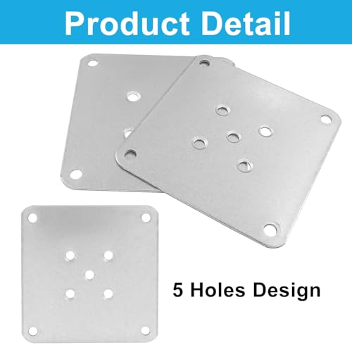 4Pcs 80x80mm Furniture Leg Mounting Plates - Reinforced Stainless Steel
