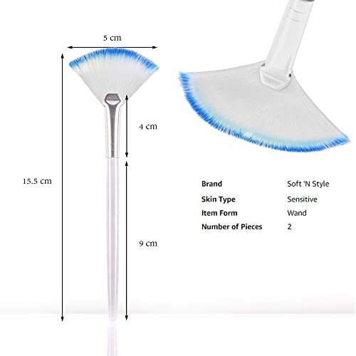 Soft 'N Style Taklon Fan Mask Brush Set for Facial Peels & Serums