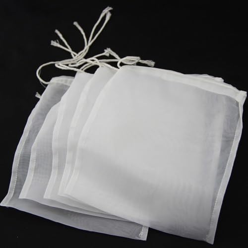 5 Pcs Nylon Straining Bags Fine Mesh for Homebrew Beer Wine 6x7.8 Inch