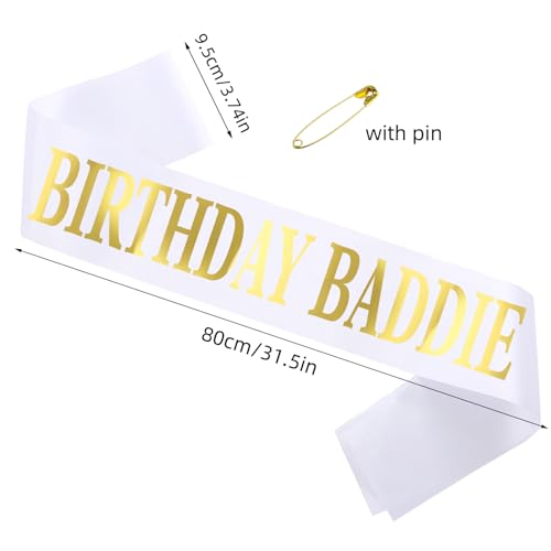 Glitter Birthday Sash with Safety Pin - Pink & Gold, 63x3.74in