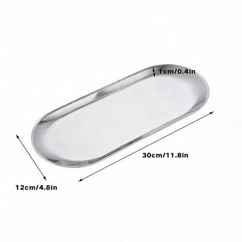 Pocoxll 12" Stainless Steel Oval Serving Tray - Decorative Vanity Platter