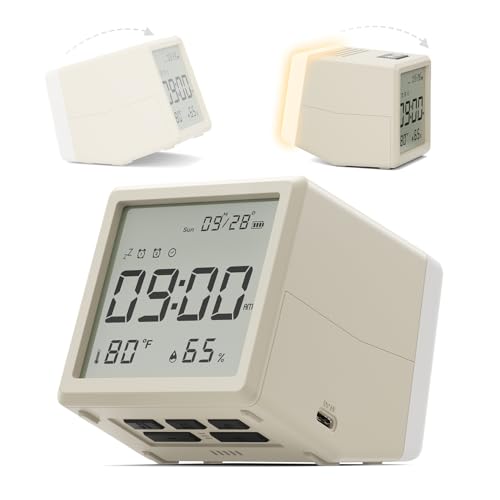 Aurolumiz Digital Alarm Clock with Night Light, Temp & Humidity Monitor