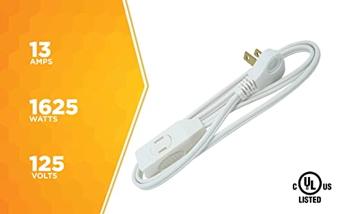 Woods Slimline 16/3 Indoor Flat Plug Extension Cord - 3 Feet, Pack of 12
