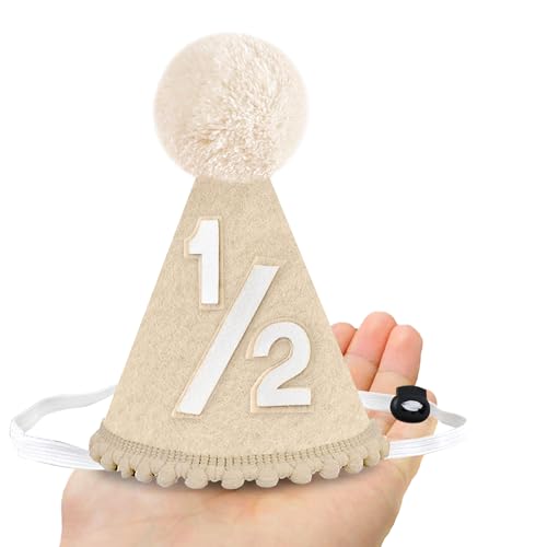 Beige Adjustable Birthday Hat for Kids - PUGPIU 1/2 Decorations