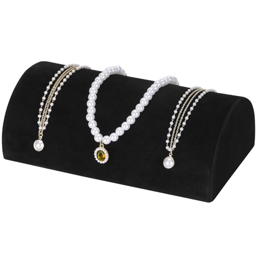 KUKUVR Velvet Half Moon Bracelet Display Stand Black Jewelry Organizer
