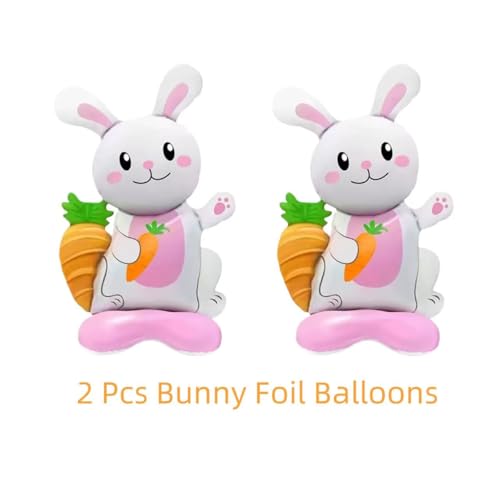 Cute Bunny Foil Balloons with Carrot Design - 2 Pack