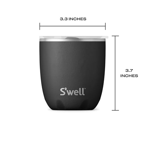 S'well Stainless Steel Tumbler with Slide-Open Lid, 10oz, Onyx, Triple Layered Vacuum Insulated Containers Keeps Drinks Colder and Hotter for Longer, BPA Free