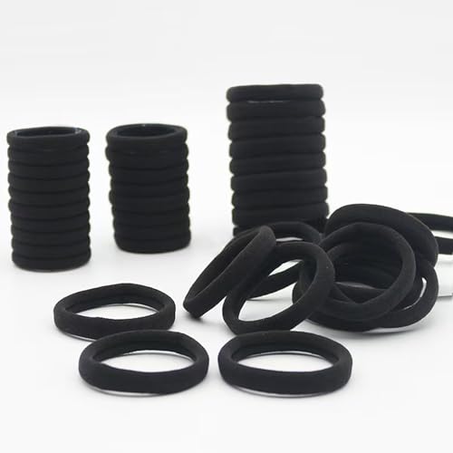 Black Hair Ties 200PCS - Seamless No Damage Elastic Hair Bands for Thick Hair