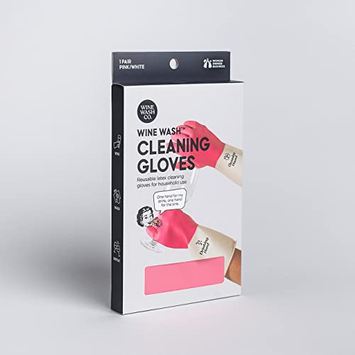 Wine Wash Pink Reusable Kitchen Cleaning Gloves - Comfortable & Durable