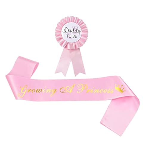 Pink Baby Shower Sash and Daddy to Be Tinplate Badge Pin Set