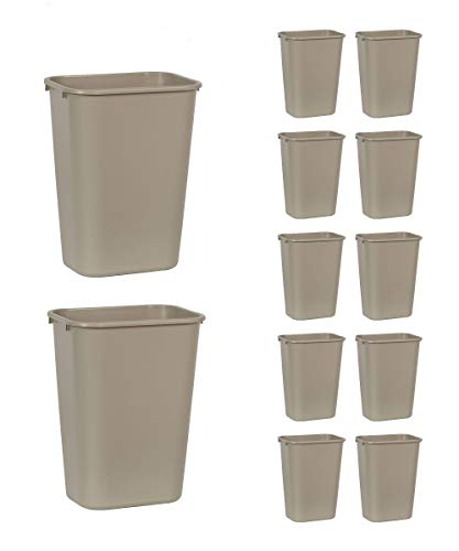 Rubbermaid 10.25 Gallon Beige Trash Can - Pack of 12 for Home/Office