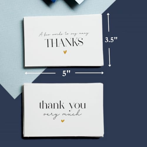 Elegant Thank You Cards with Envelopes - Pack of 40, Gold Foil Design