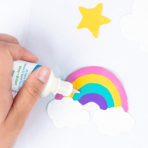 Scribbles 3D Fabric Paint - Shiny White, 1 oz, Easy Squeeze Bottle