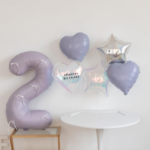 40 Inch Pastel Purple Number 2 Balloon - Helium Foil for Parties